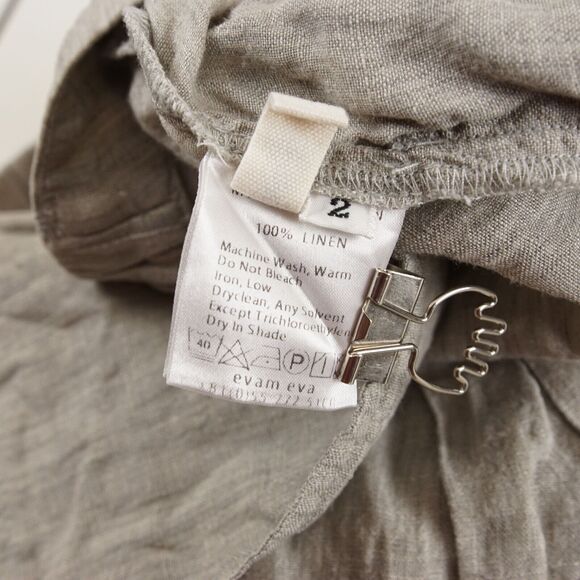 Evam Eva Beige 100% Linen Crop Linen Trousers Womens Sz 2 / M - Picture 8 of 10